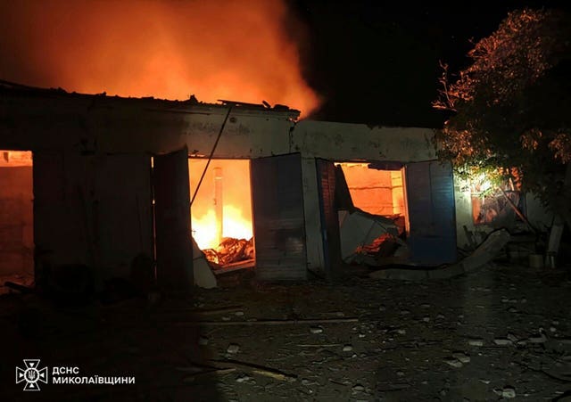 Fire tears through a building 