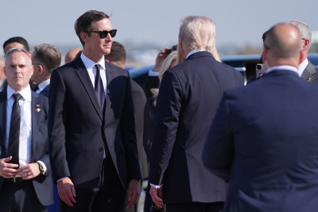 Donald Trump greeting Jared Kushner and Ivanka Trump at Ben Gurion International Airport near Tel Aviv