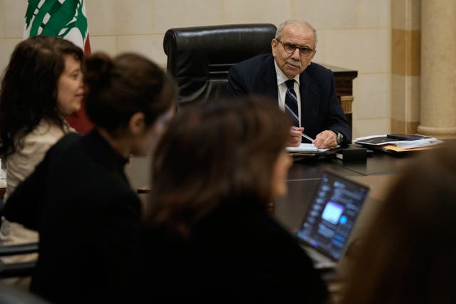 Nawaf Salam with journalists