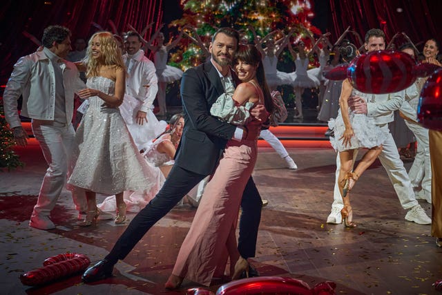 Well-known Ukrainian dancer Dmytro Dikusar and now serving as a soldier with his platoon on the front lines performs during the shooting of the Christmas TV show Dancing With The Stars in Kyiv, Ukraine 