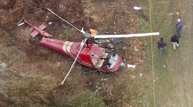 View from above of a crashed helicopter