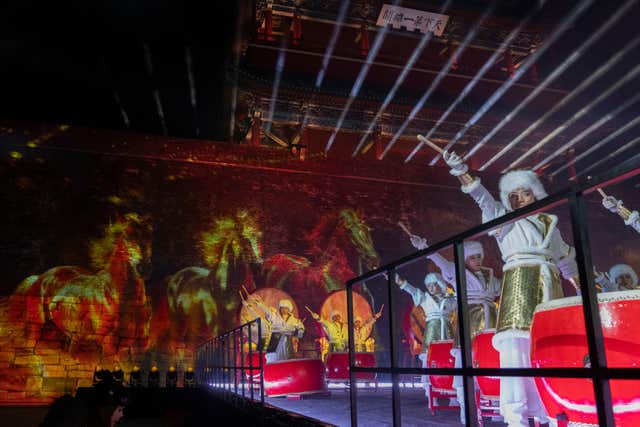 Drummers ring in the new year on the outskirts of Beijing, China