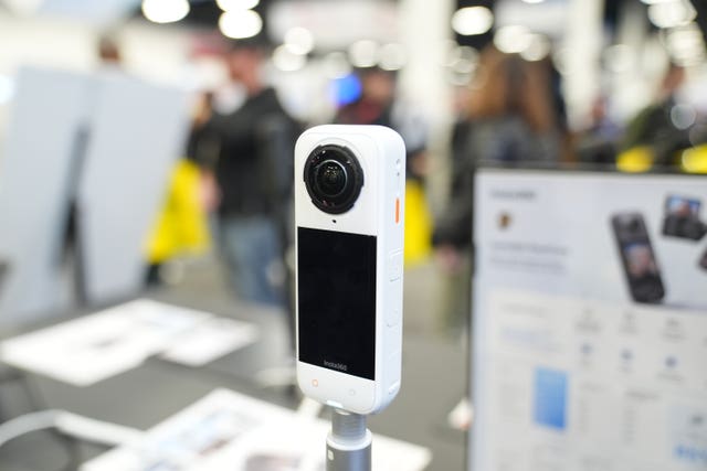 An Insta 360 X5 on display during the CES tech show in Las Vegas