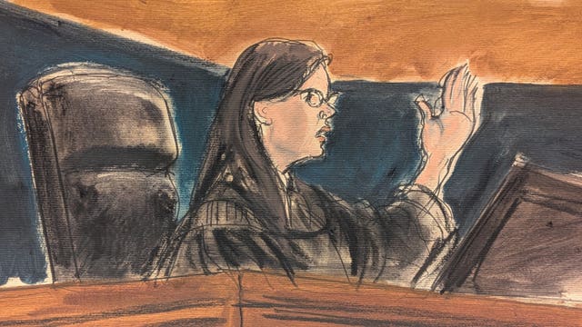 Court artist sketch of District Judge Margaret Garnett