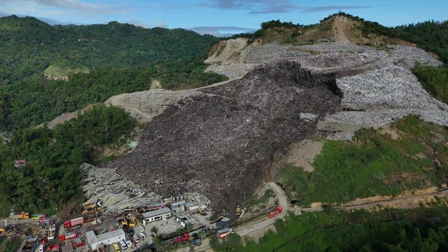 An aerial view of the huge mound of rubbish that collapsed
