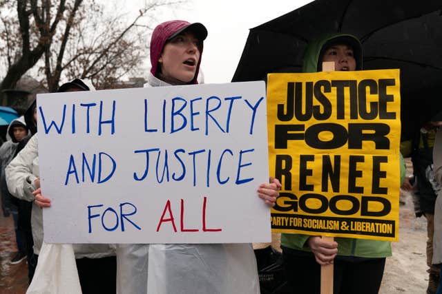 Demonstrators protest outside the White House in Washington
