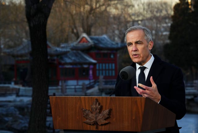 Mark Carney holds a press conference in Beijing 