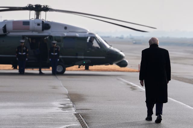 Donald Trump walking toward Marine One