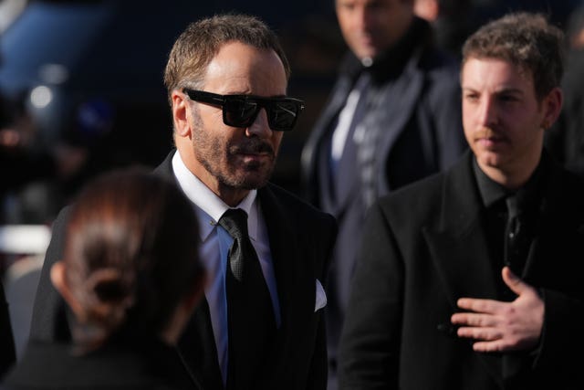 Tom Ford arrives to attend the funeral of fashion designer Valentino Garavani at the St Mary of Angels Basilica, in Rome