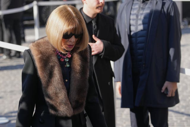 Anna Wintour arrives to attend the funeral of fashion designer Valentino Garavani at the St Mary of Angels Basilica in Rome 