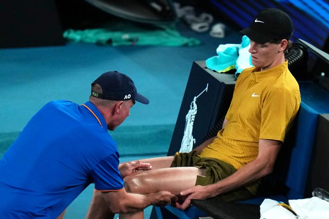 Jannik Sinner receives treatment 