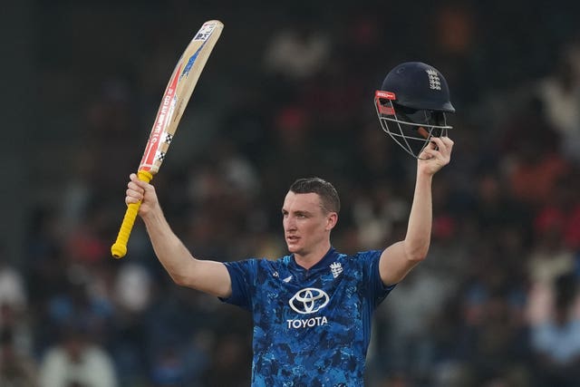 Harry Brook celebrates