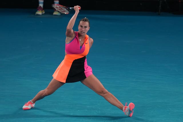 Aryna Sabalenka hits a forehand