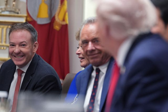 Lee Zeldin, left, with Robert F Kennedy Jr and Donald Trump during a meeting