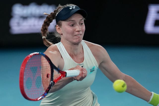 Elena Rybakina hits a forehand