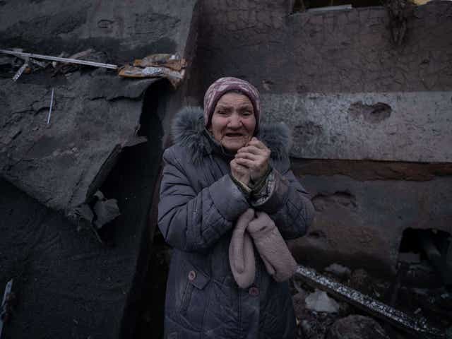 An elderly woman in Ukraine