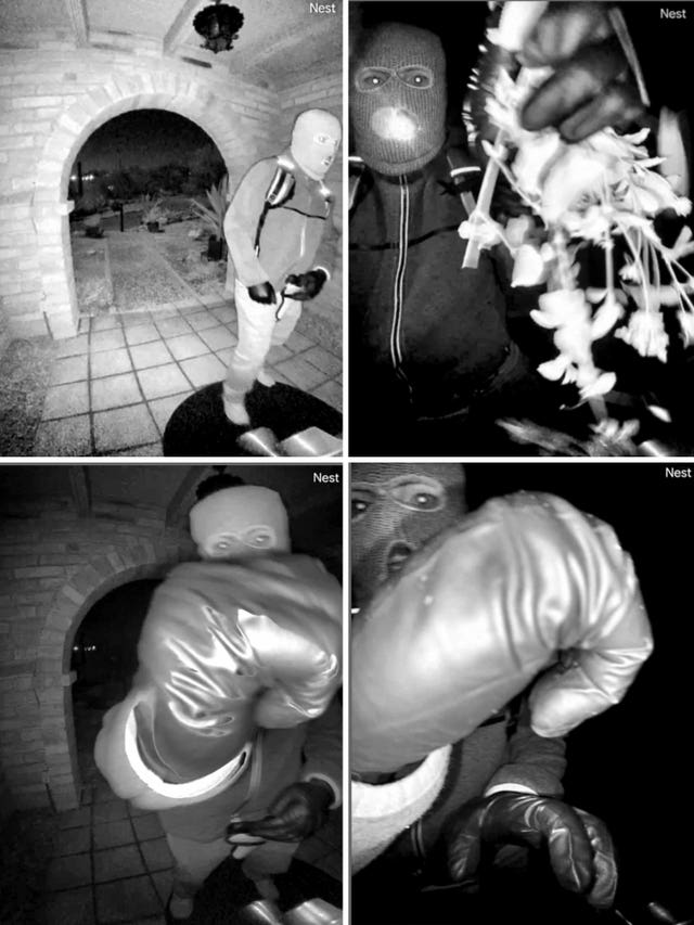 Images provided by the FBI shows surveillance footage at the home of Nancy Guthrie the night she went missing in Tucson