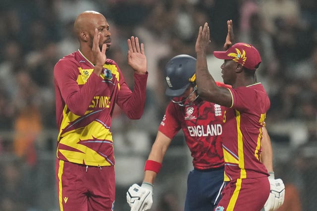 West Indies players celebrate