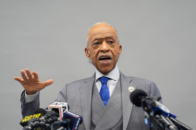 Rev Al Sharpton speaks to reporters about Jesse Jackson during a news conference in New York 