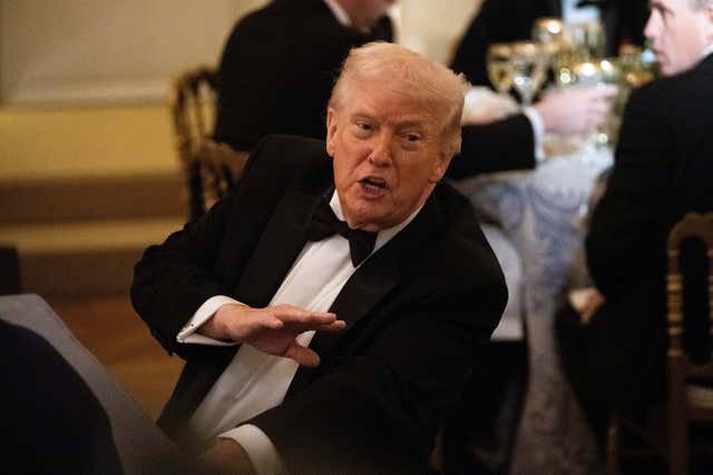 President Donald Trump speaks during the National Governors Association dinner at the White House in Washington