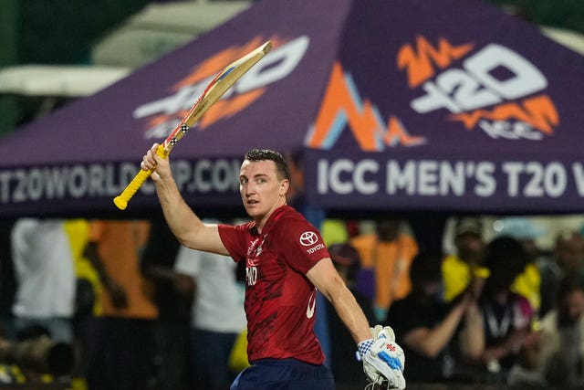 England captain Harry Brook raises his bat as he leaves the ground after his dismissal against Pakistan