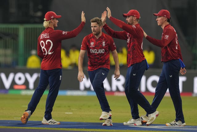 England players celebrate a wicket