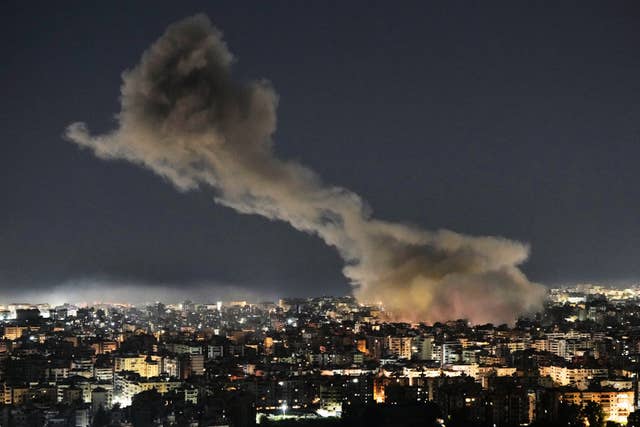 Smoke rises from Israeli air strikes in Lebanon 