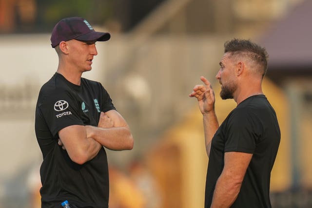 Harry Brook speaks to Brendon McCullum