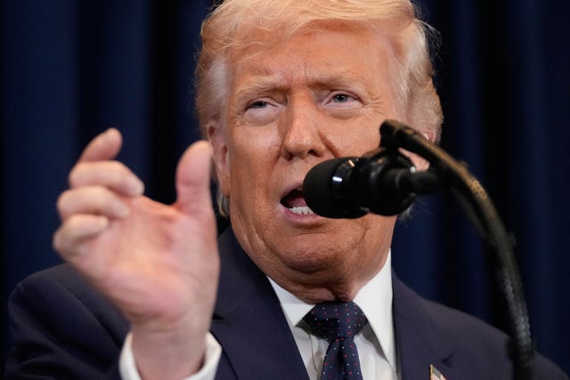 Donald Trump speaks at a news conference