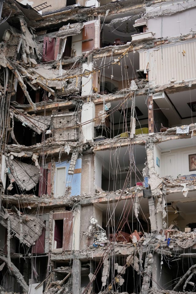 A residential building damaged in a US-Israeli strike in Tehran