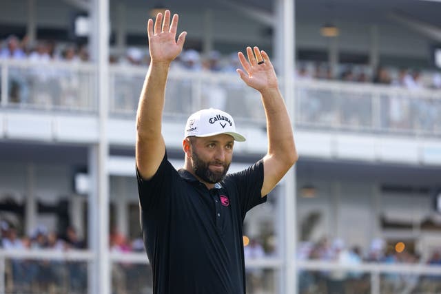 Jon Rahm celebrates