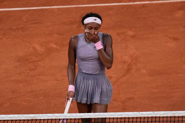 Coco Gauff reacts to her loss