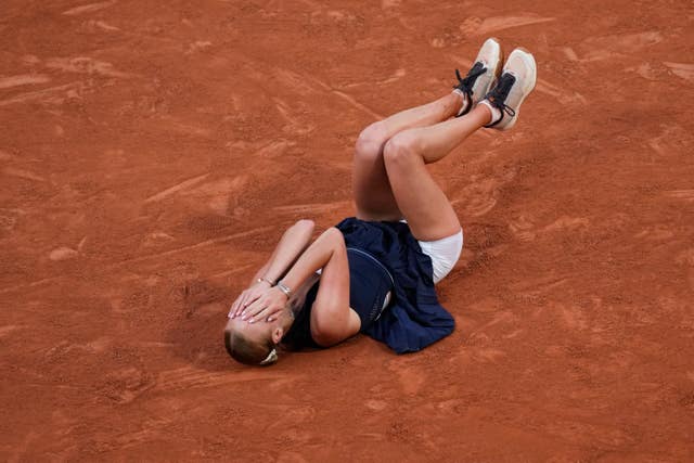 Anastasia Potapova celebrates her victory 
