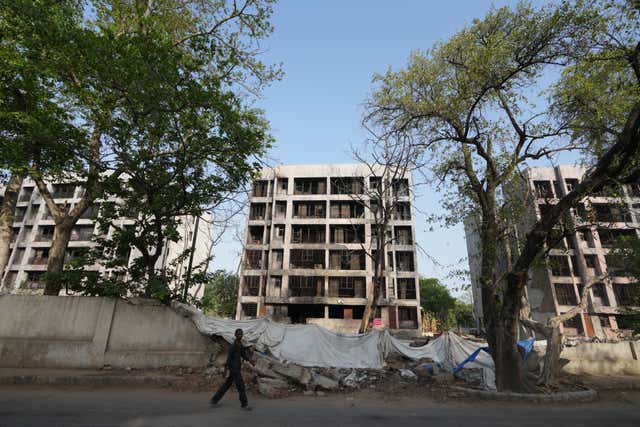 The buildings damaged in the June 12 plane crash in Ahmedabad