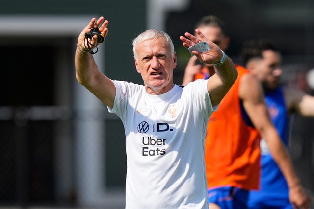 France head coach Didier Deschamps reacts during a training session