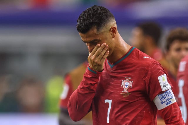 Cristiano Ronaldo reacts after Portugal's defeat in Dallas