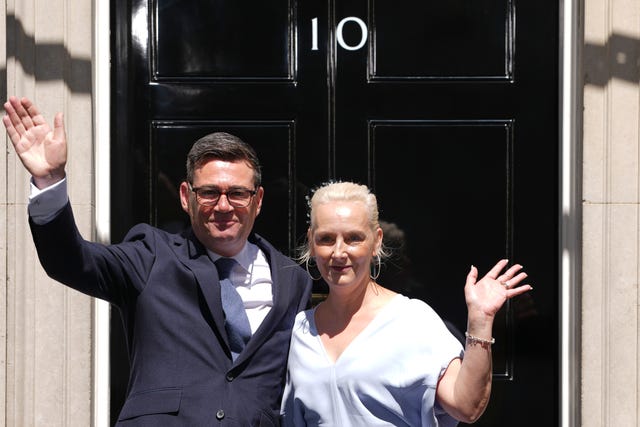 Andy Burnham and his wife outside No 10