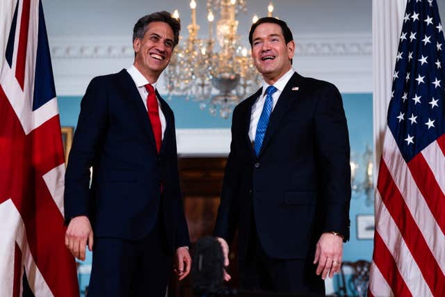 Ed Miliband and Marco Rubio smiling in Washington