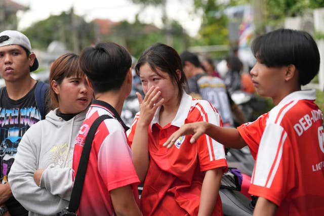 Schoolchildren in tears after a shooting