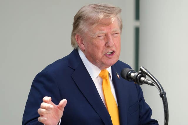 President Donald Trump speaks during a back to school event in the Rose Garden of the White House on Monday