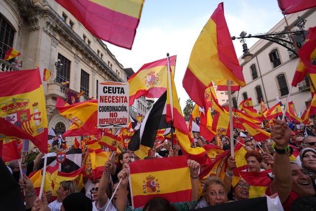 Protesters marching in support of Ceuta