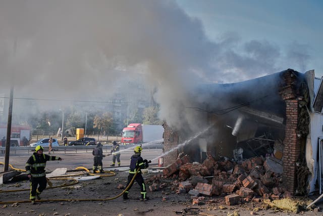 A petrol station on fire 