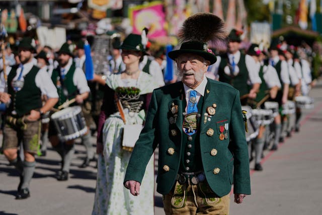 People wear traditional costumes 