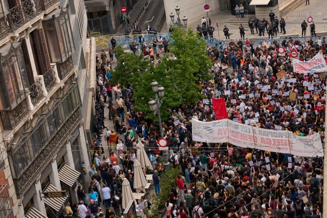 Activists protest near the Spanish parliament
