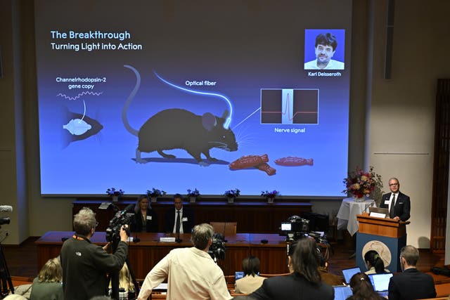 Details of the Nobel Prize for medicine on a screen