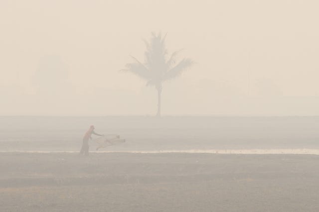 Fisherman in haze
